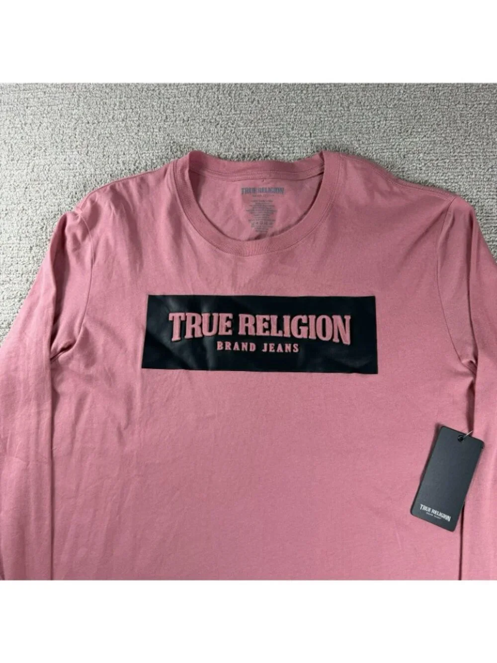 True Religion Embossed Long Sleeve T-Shirt Pink Black Men’s Size 87
